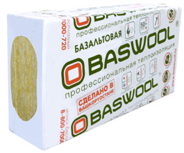 Утеплитель Baswool Вент Фасад 70, 1200х600х50 мм, упаковка 0.216 м3, плотность 70 кг/м3, 6 плит