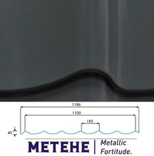 Металлочерепица Metehe Classic, PE 0,5 мм, RR 23 (Серый)