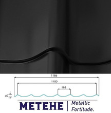 Металлочерепица Metehe Classic, PE 0,5 мм, RR 33 (Черный)