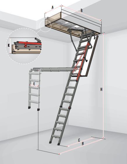 чердачная лестница FAKRO LMP – оптимальное решение для загородных домов и дач с высокими потолками (до 366 см)